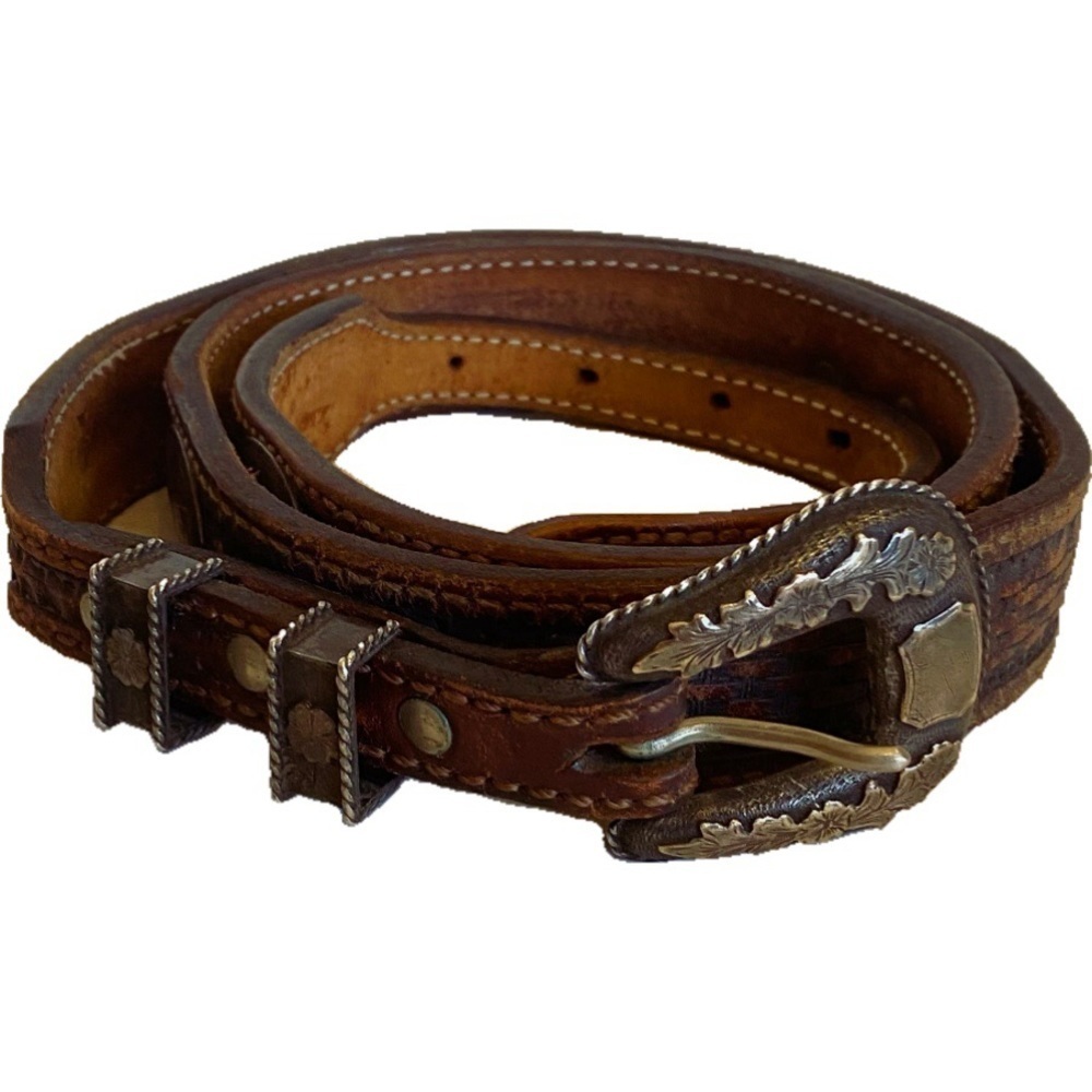 RARE Sunset Trails Sterling Silver & 10k Gold Engraved CONCHO Ranger Belt Buckle